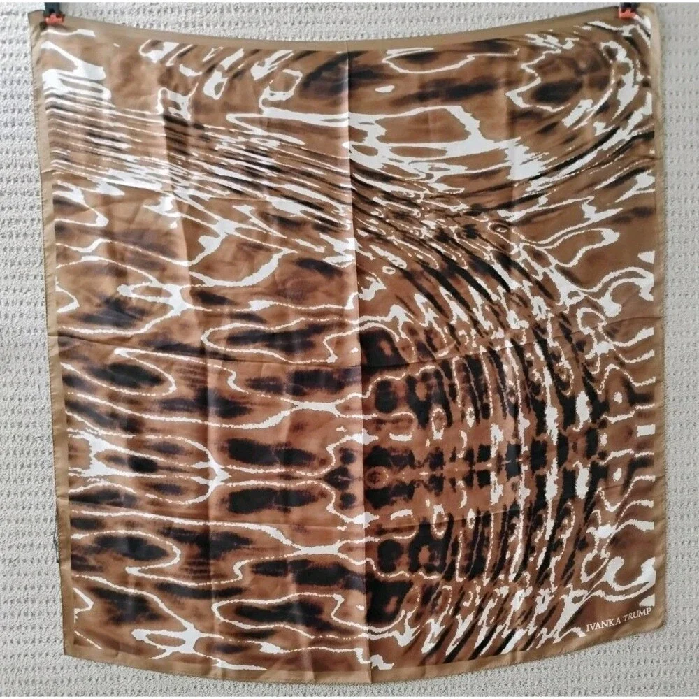 Ivanka Trump Brown & Black Abstract Square Scarf 35